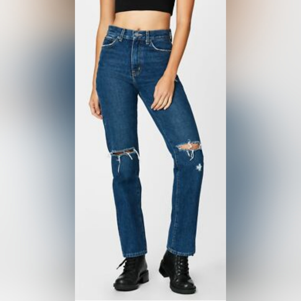 Jeans Carmar Distressed Women High Rise Color Blue Size 25 New Out Tags Zipper